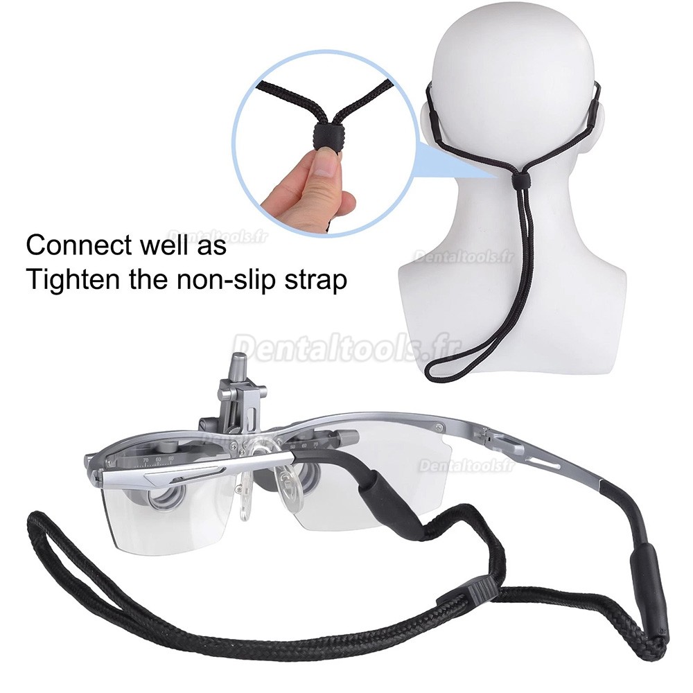 DY-118 2.5X 450mm loupe dentaire chirurgicale monture aluminium &eacute;cart pupillaire r&eacute;glable